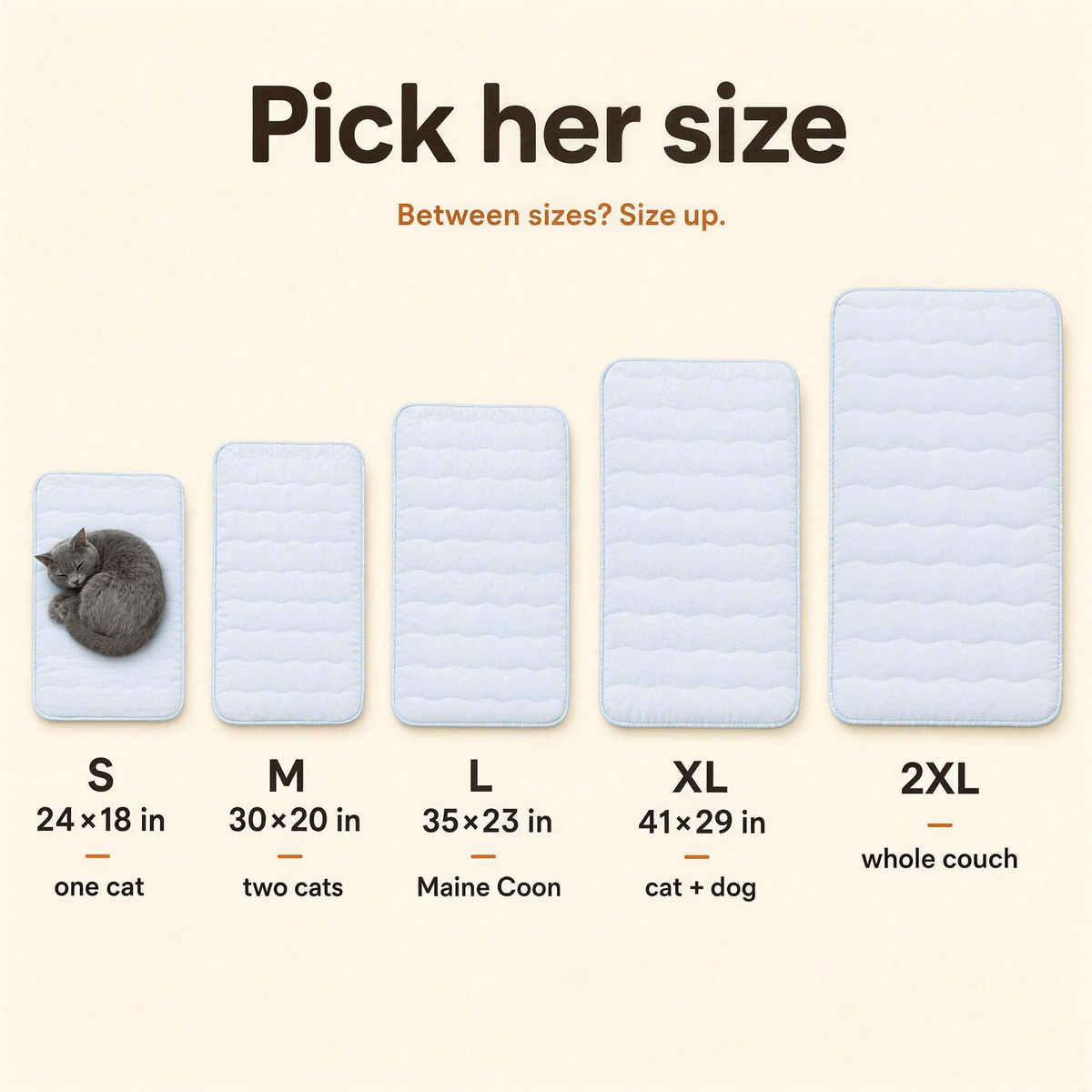Pick her size - S 24x18 to 2XL, between sizes size up